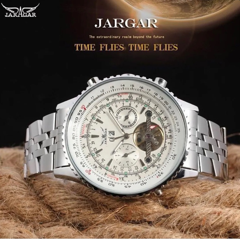 JARGAR Men’s Automatic classic brass tourbillion wristwatch